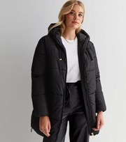 New Look Tall Black Mid Length Hooded Puffer Jacket